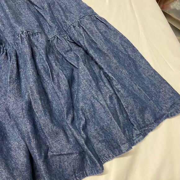 Patricia Wolf Skirt Denim Blue Jean Swing S Vintage Made in USA  Women's Tiered - Picture 6 of 12